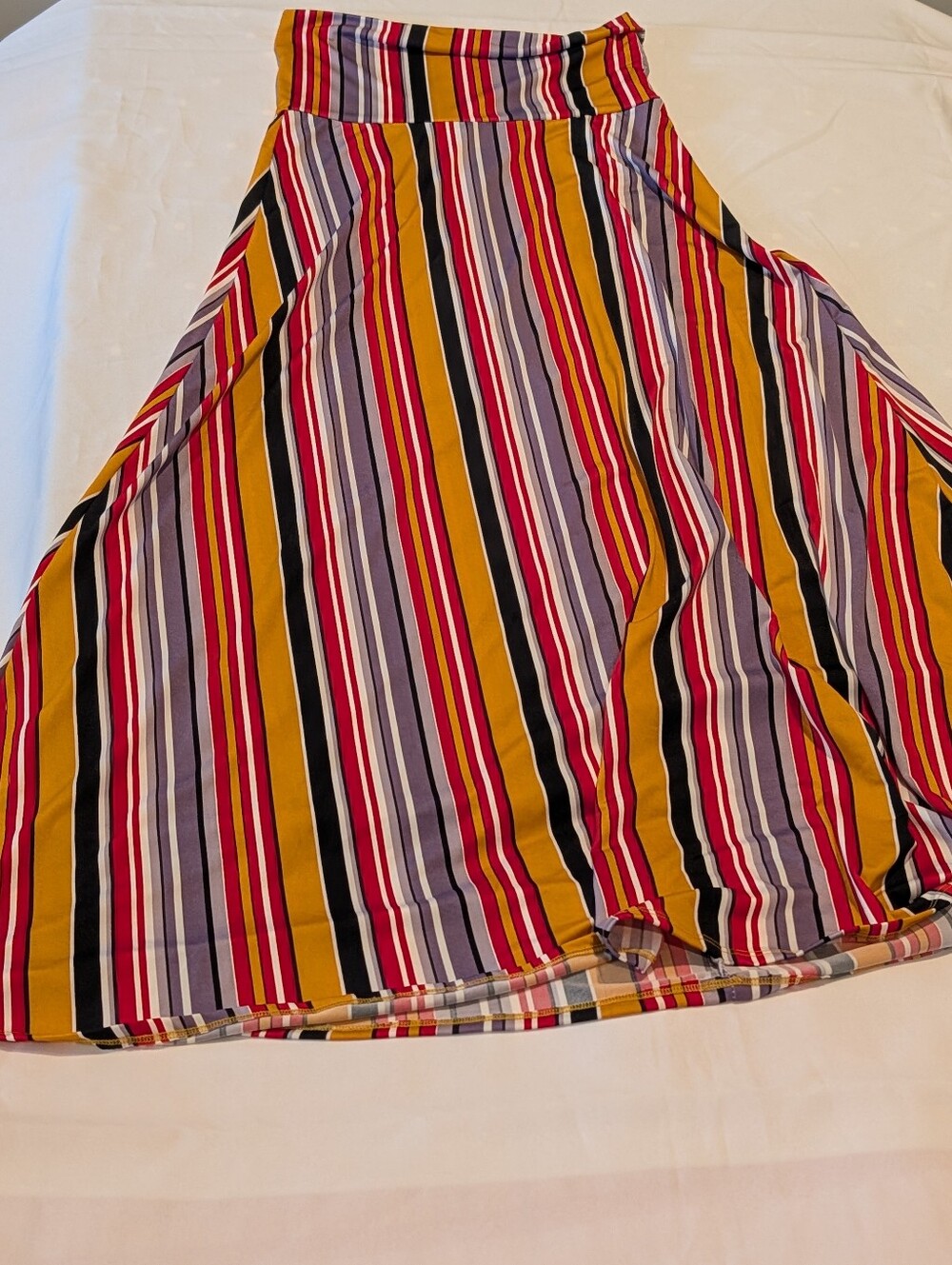 M LaLo & Company Multicolor Vertical Stripe Maxi Skirt in Mustard, Pink & Black